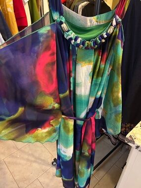 Vibrant Multicolor Braided Strap Dress